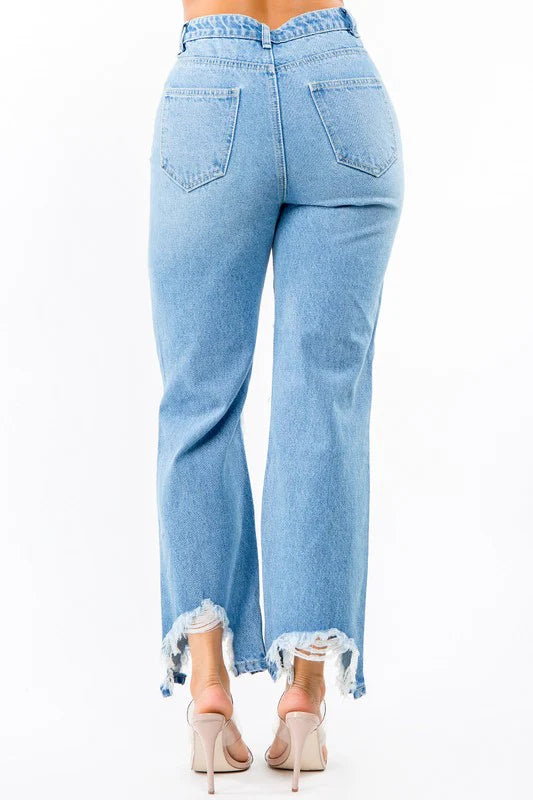 Chloe™ Distressed Wide-Leg Jeans