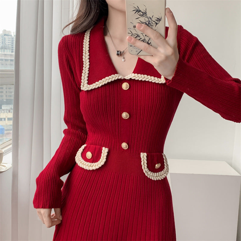 Women Knitted Collar Dress