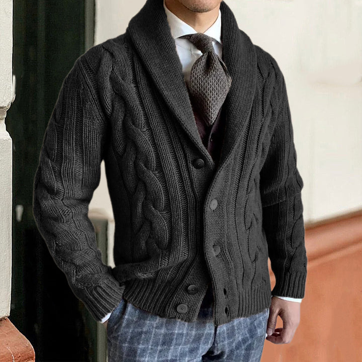 Men Lapel Knitted Jacket