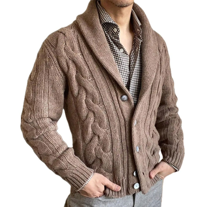 Men Lapel Knitted Jacket